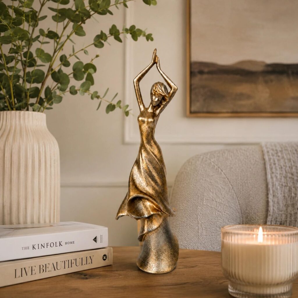 elaris Graceful Dancing Lady Sculpture Showpiece for Home & Office Décor | Contemporary Feminine Figurine for Living Room, Study, Shelf & Console Table Styling | Artistic Statement Accent