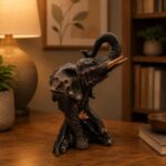 elaris Majestic Elephant Figurine for Home & Office Décor | Handcrafted Modern Showpiece for Living Room, Study, Shelf & Table Styling (Bronze Finish)