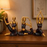 elaris Serene Yoga Lady Sculpture Set for Home & Office Décor | Contemporary Meditation Figurines for Living Room, Study, Shelf & Wellness Corner Styling | Artistic Mindfulness Accent