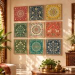 kotart Classic Madhubani Art Wall Painting Traditional Home Decoration With Frame For Living Room Bed Room Hotel Wall Decor Digital Reprint Set of 9 (8X8 Inch)